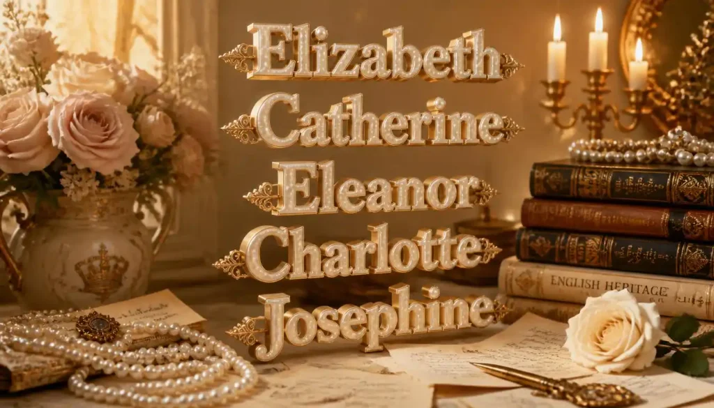 Classic middle names for Juliet featuring elegant vintage girl name ideas with luxury 3D typography