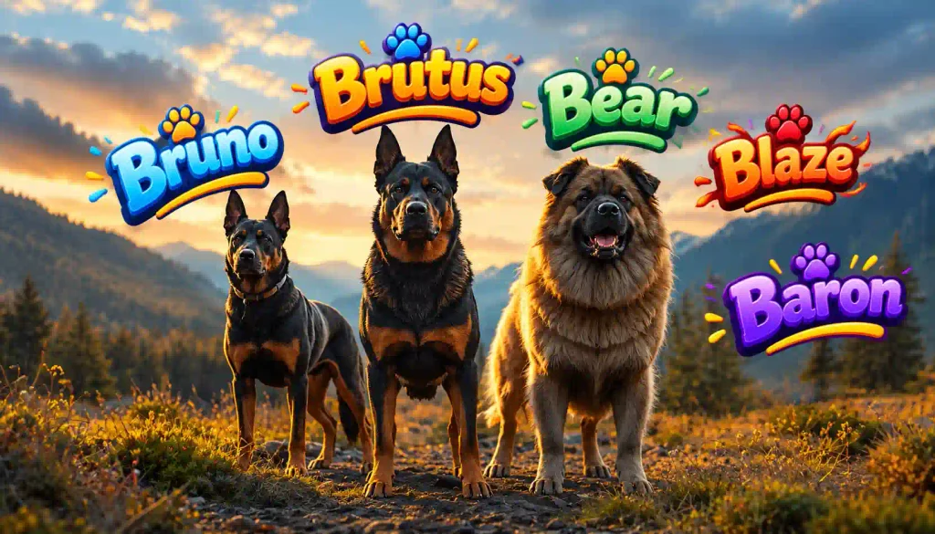 Strong and loyal dog breeds representing powerful male dog names starting with B.