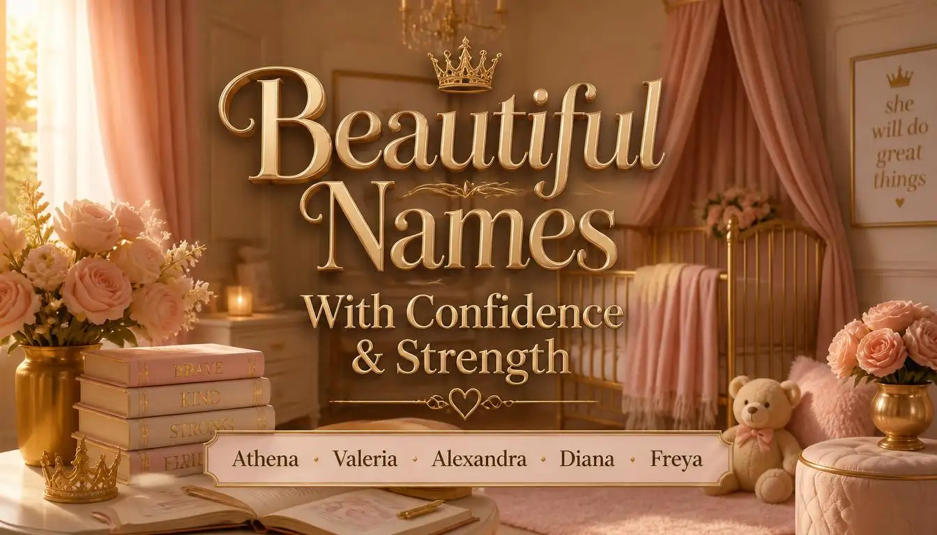 Strong feminine middle names for Callie featuring powerful and elegant baby girl name ideas like Athena, Valeria, Alexandra, and Freya.