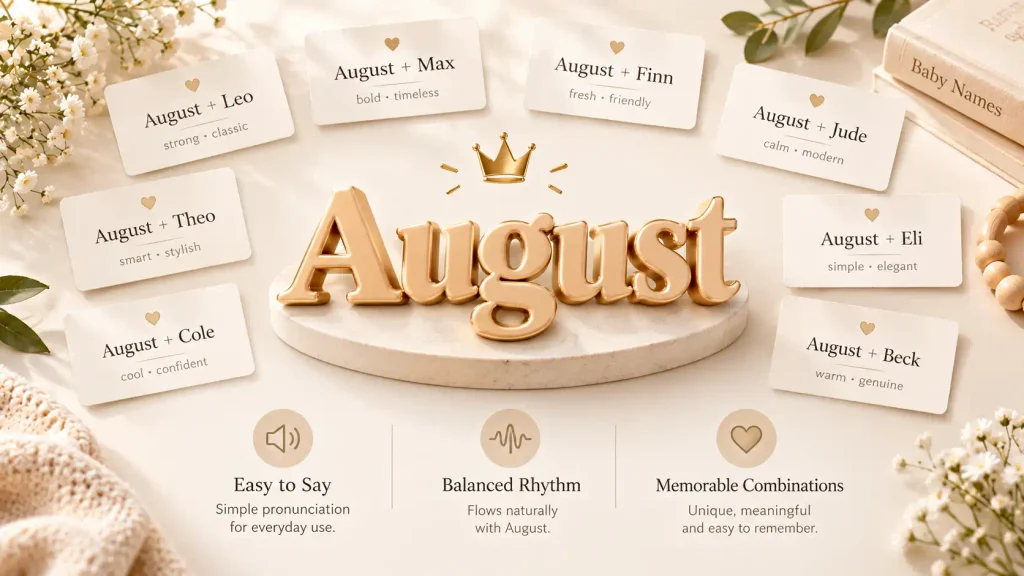 Short middle names for August showing simple, memorable, and balanced baby name combinations