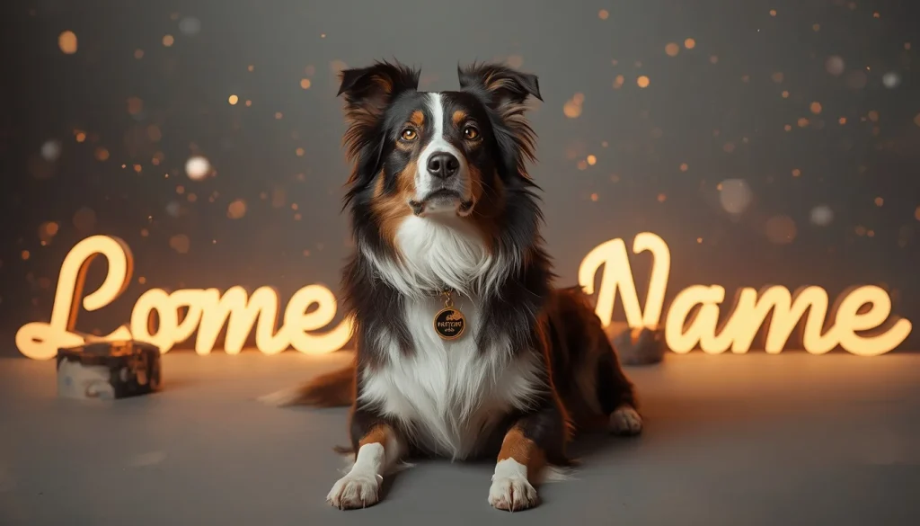 Creative dog portrait representing unique name ideas and personality