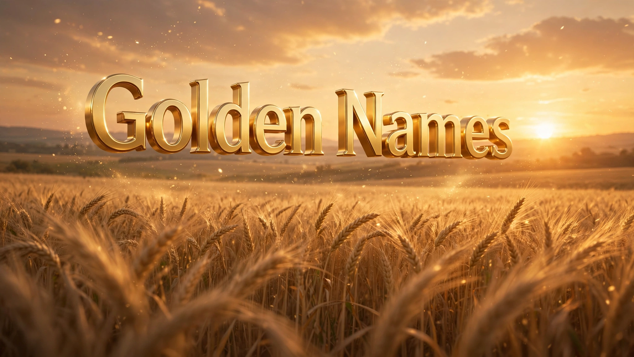 Golden names — girl names for sun over a sunset wheat field